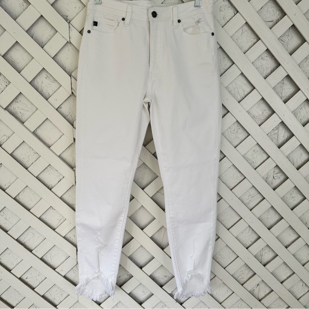 Kancan Sadie High Rise Ankle Skinny Jeans Frayed Hem 9/28